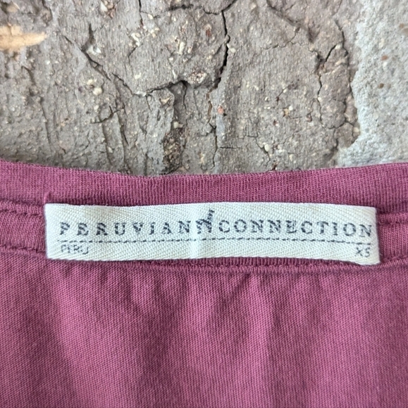 Peruvian Connection Mauve 100% Pima Cotton V Neck Top XS - Picture 3 of 6